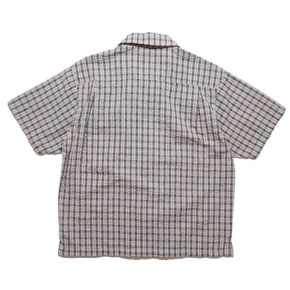 108WAREHOUSE - Seersucker SS Zip Shirt - Blueberry Plaid