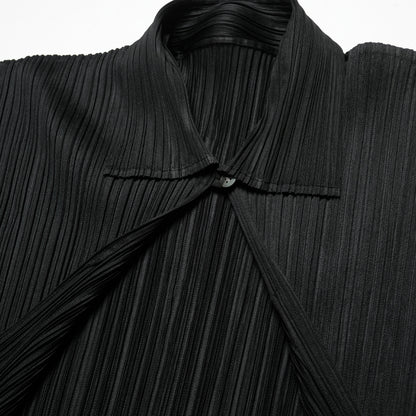 Issey Miyake Black Pleated Cardigan