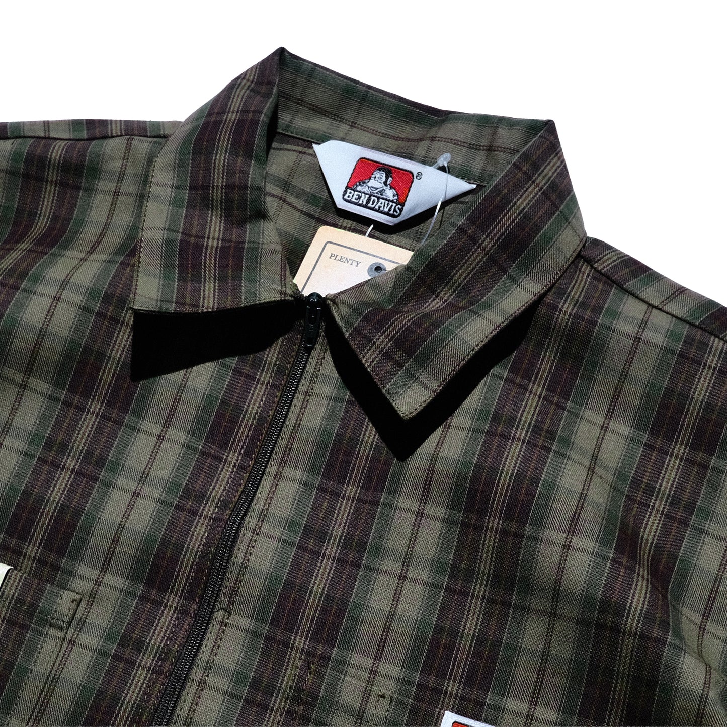 Ben Davis - Short Sleeve Half Zip Plaid (Olive)
