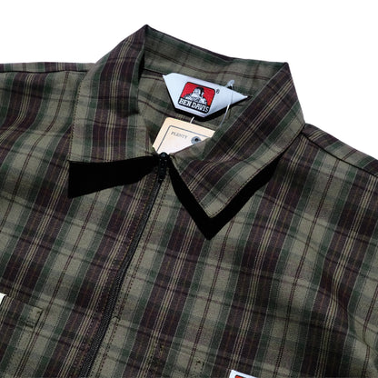 Ben Davis - Short Sleeve Half Zip Plaid (Olive)