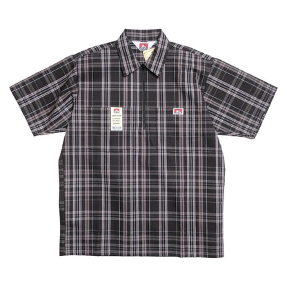 Ben Davis - Short Sleeve Half Zip Plaid (Black/White)