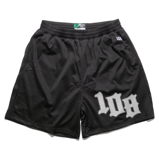 108WAREHOUSE - Big Team Logo Mesh Shorts - Black / Grey