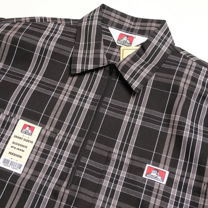 Ben Davis - Short Sleeve Half Zip Plaid (Black/White)