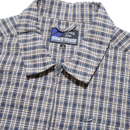 108WAREHOUSE - Seersucker SS Zip Shirt - Blueberry Plaid