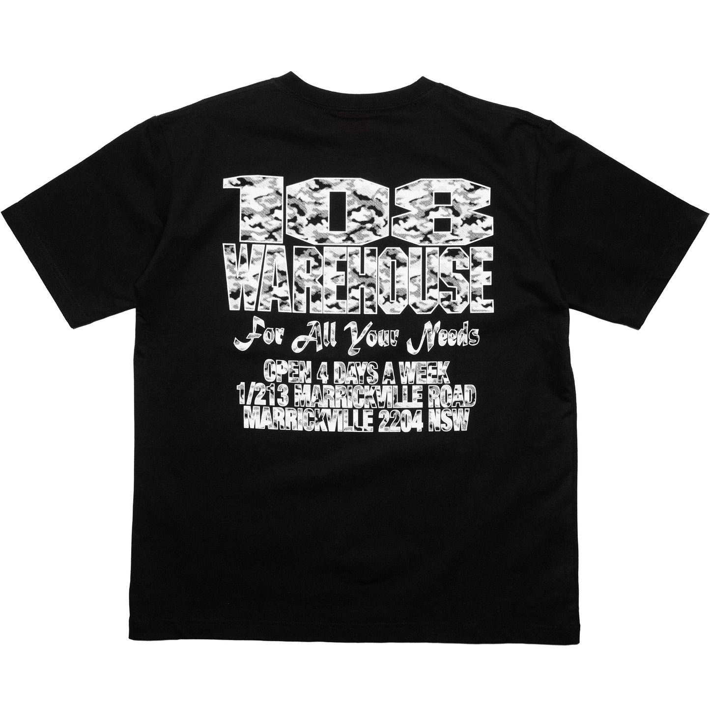 108WAREHOUSE - Black Shop T-Shirt - Camo