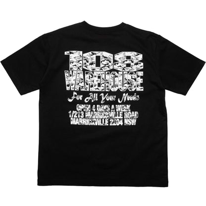 108WAREHOUSE - Black Shop T-Shirt - Camo