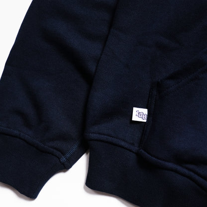 108WAREHOUSE - Cropped Zip Shop Logo Hoodie - Navy