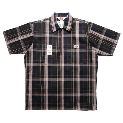 Ben Davis - Short Sleeve Half Zip Plaid (Brown)