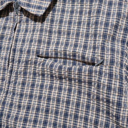 108WAREHOUSE - Seersucker SS Zip Shirt - Blueberry Plaid