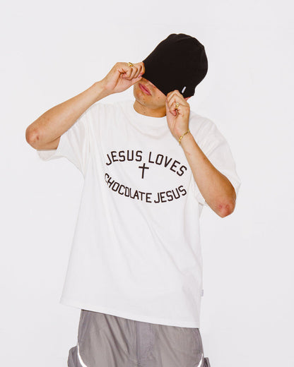 Chocolate Jesus - JESUS LOVES Tee - White