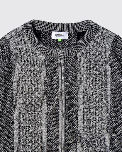 DeMarcoLab - Mix Cable Knit Zip Sweat - Black