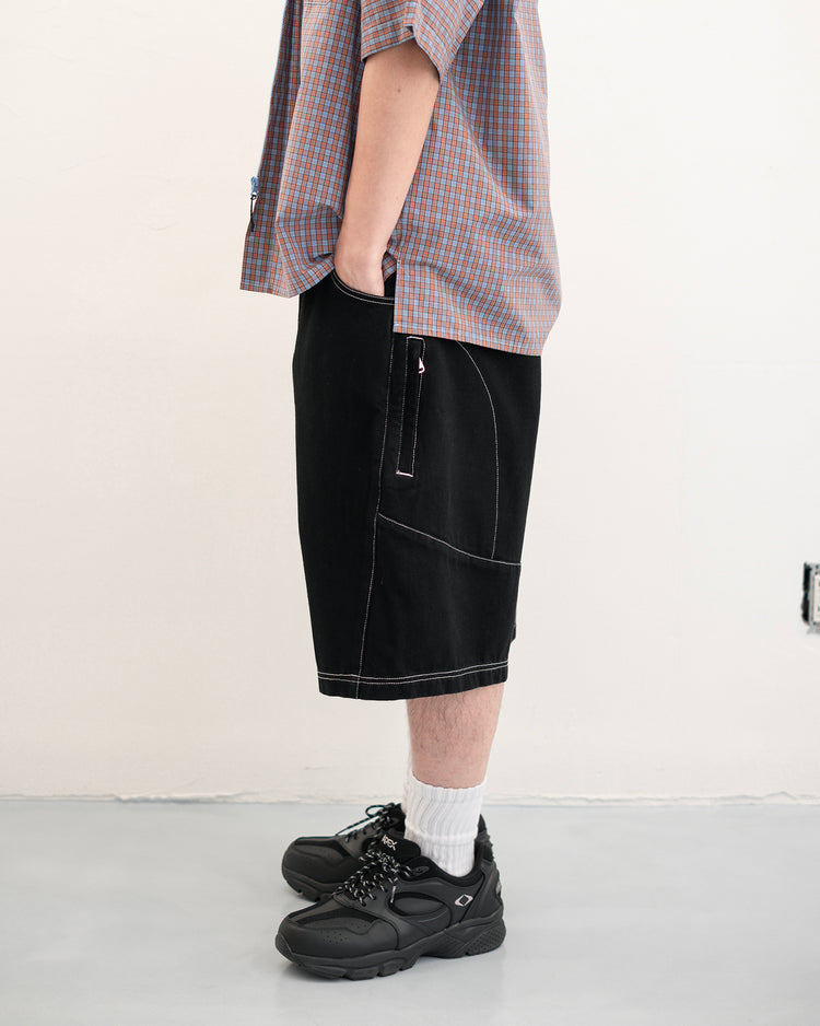 DeMarcoLab - Denim Moto Shorts - Black