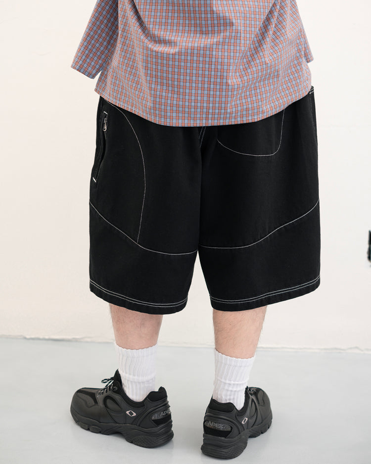 DeMarcoLab - Denim Moto Shorts - Black