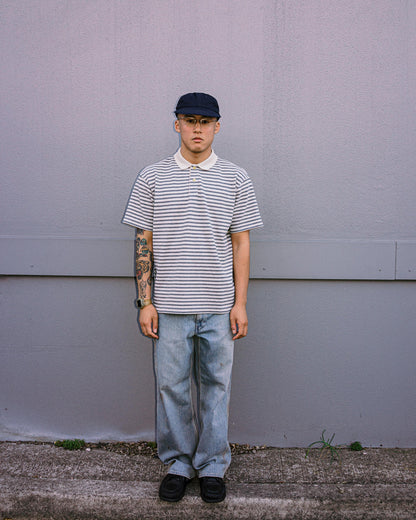 Khakis - Stripe S/S Polo - Grey