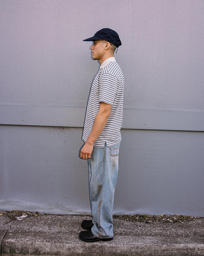 Khakis - Stripe S/S Polo - Grey