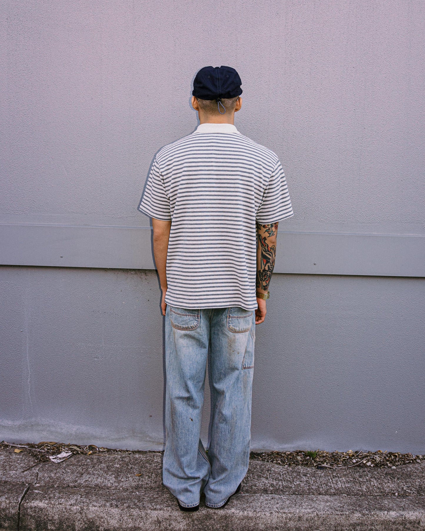Khakis - Stripe S/S Polo - Grey