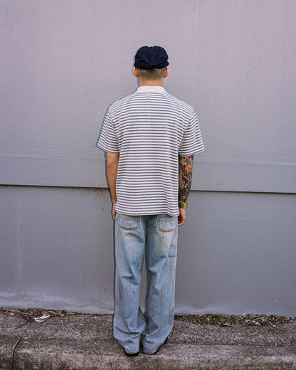 Khakis - Stripe S/S Polo - Grey