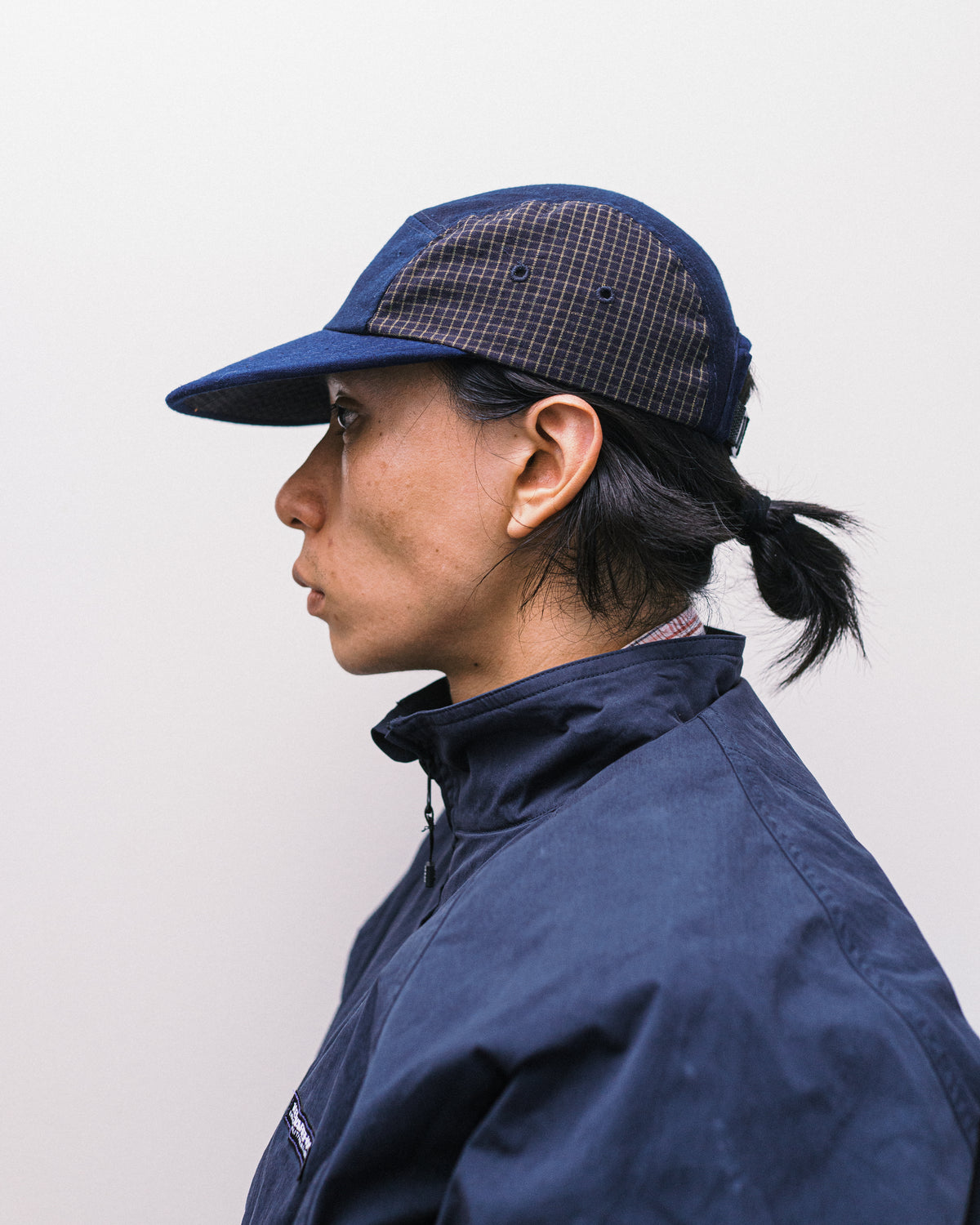 108WAREHOUSE x Troy O'Shea - Shoebill Cap (Regular Visor) - 2 Tone Indigo / Plaid