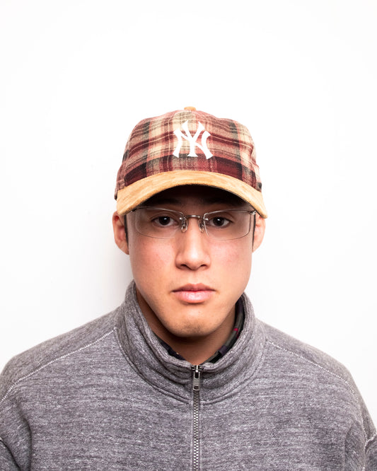 New Era - 9TWENTY® A-FRAME™ Plaid Suede New York Yankees Cap - Brown Flannel