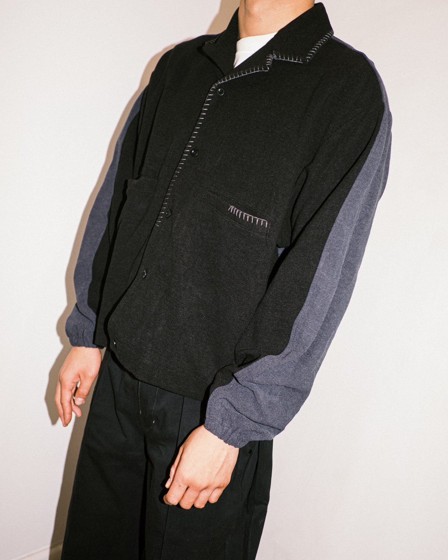 Melsign - Merged Knit L/S Shirt - Black-Navy