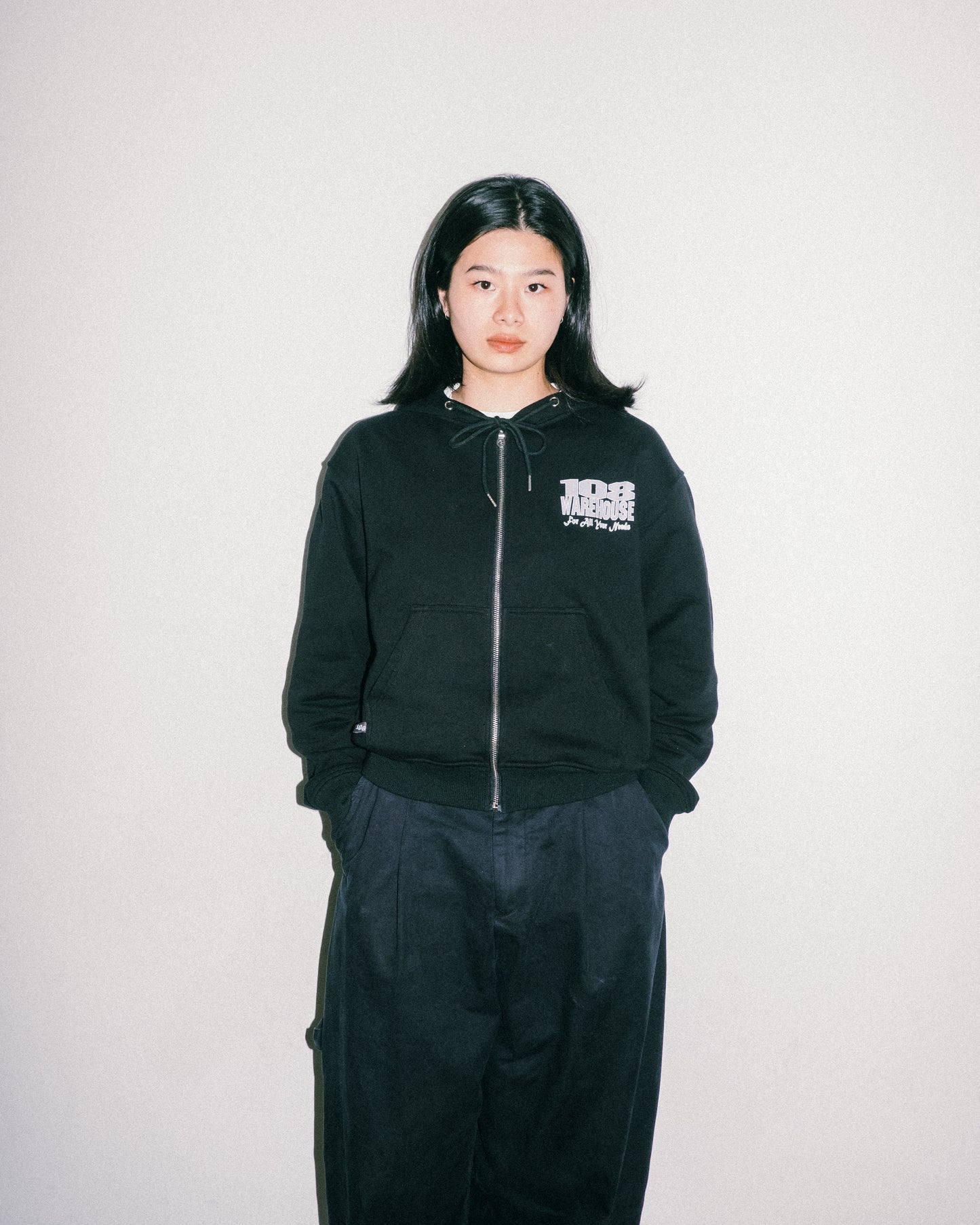 108WAREHOUSE - Cropped Shop Hoodie - Black