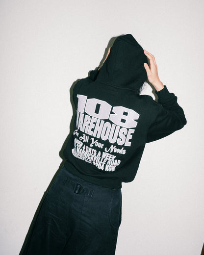 108WAREHOUSE - Cropped Shop Hoodie - Black