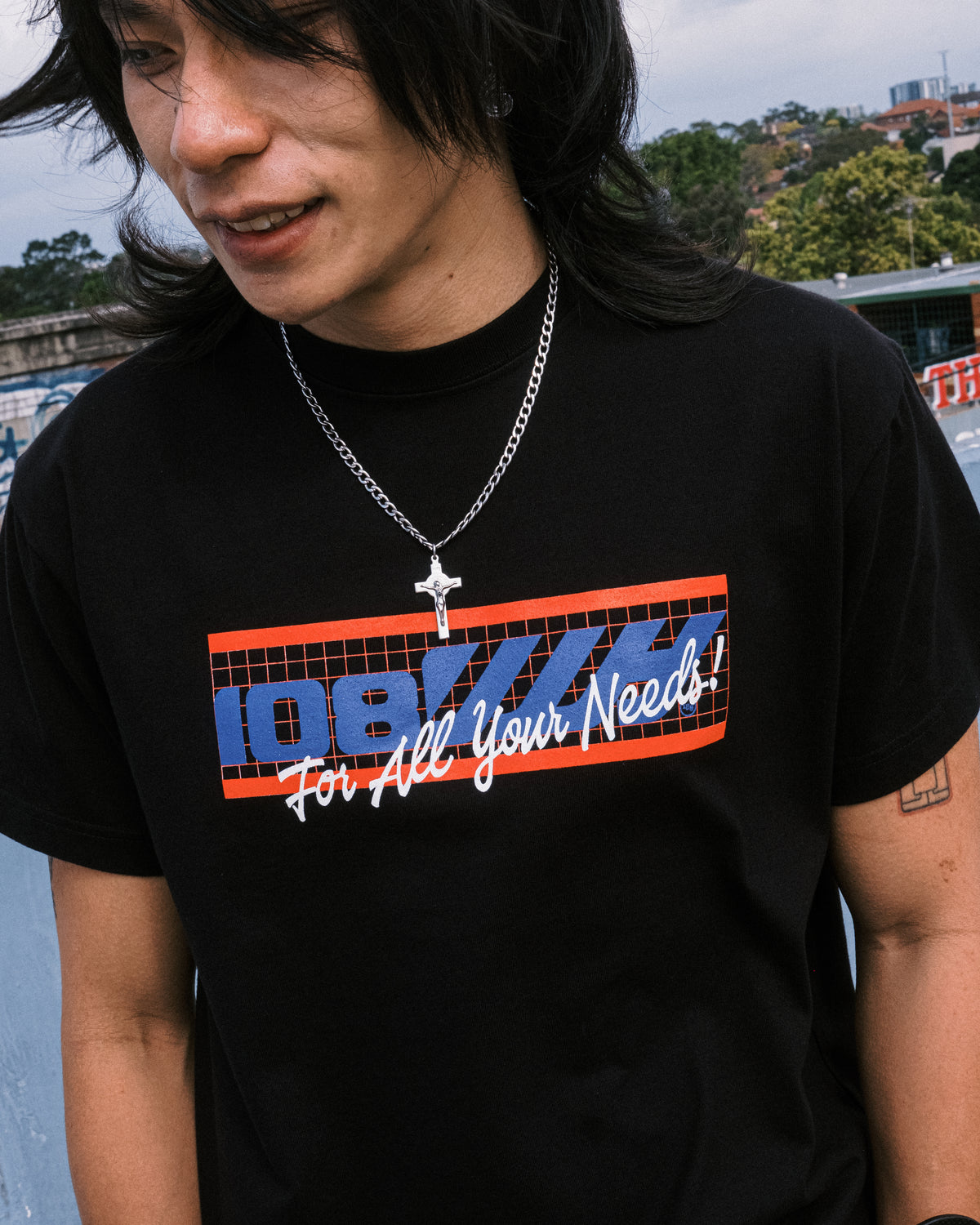 108WAREHOUSE Net T-Shirt - Black