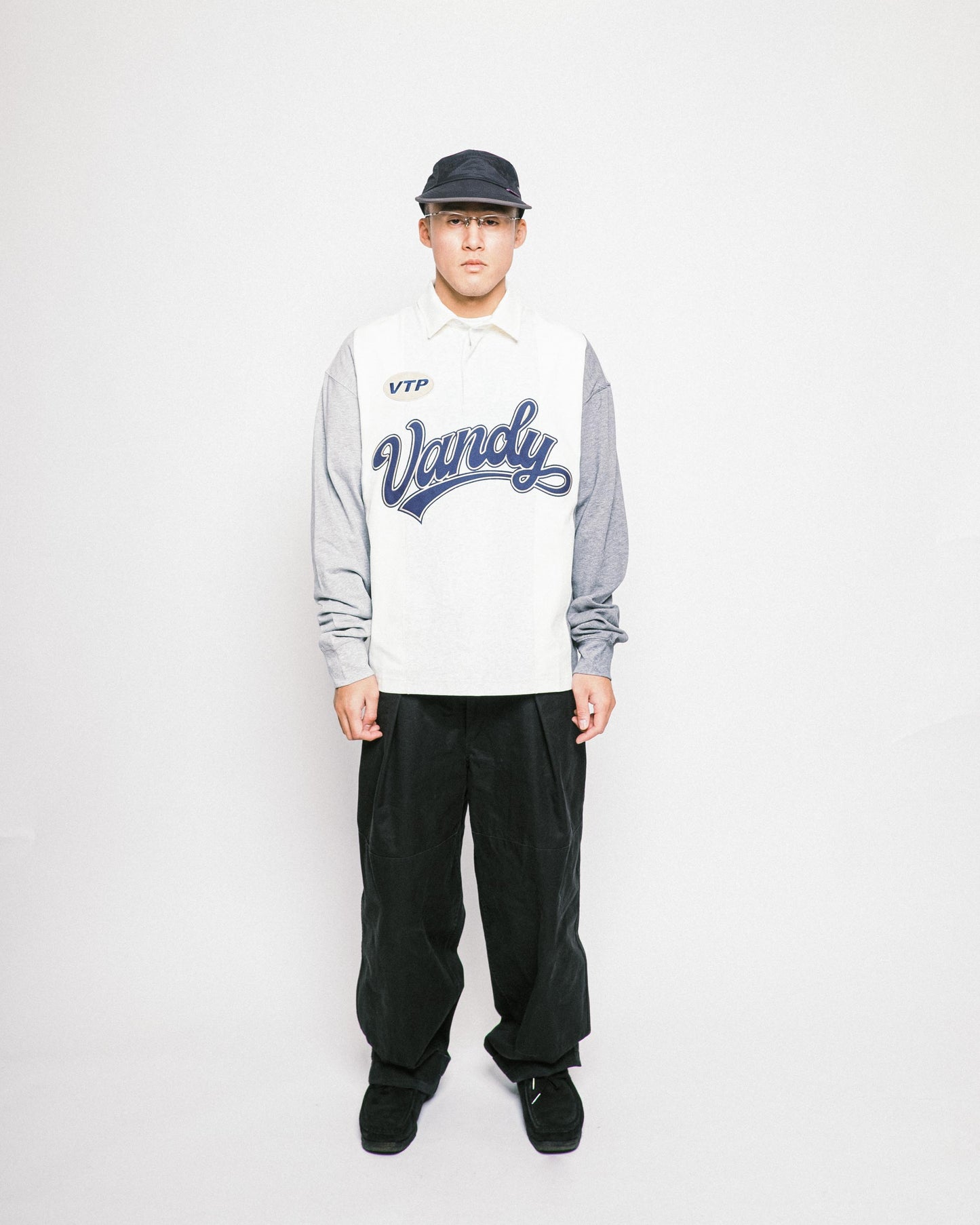 VANDYTHEPINK - Patchwork Polo L/S - Heather Grey