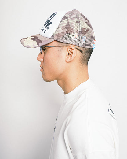 VANDYTHEPINK - Eye Logo Trucker Hat - Yellow Camo