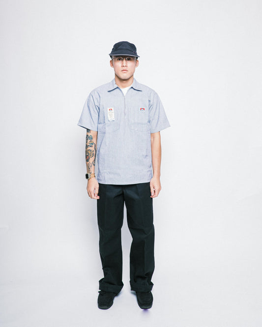 Ben Davis - Short Sleeve Half Zip Stripe (Navy)