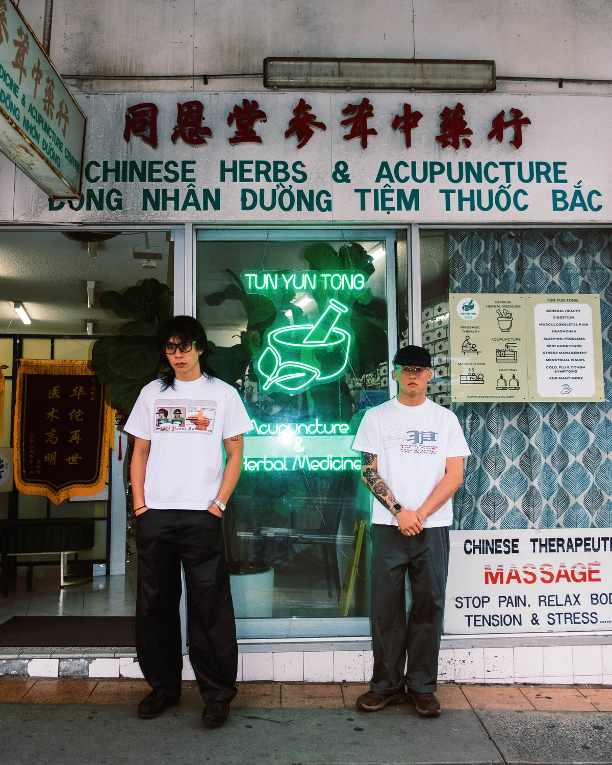 Saigon Posse - Jade and Gold Tee - White
