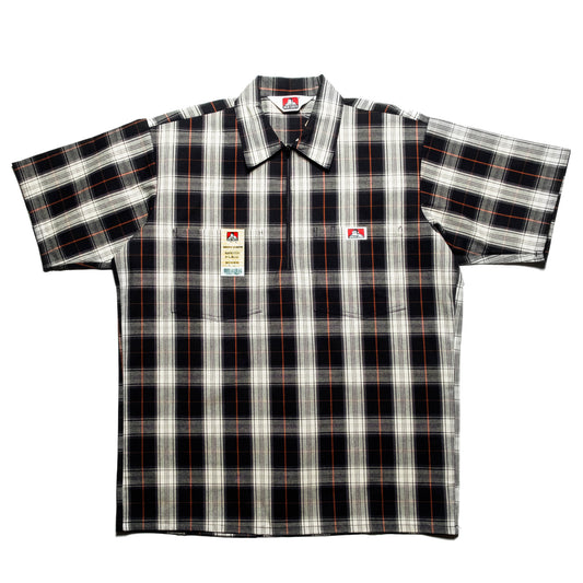 Ben Davis - Short Sleeve Half Zip Plaid (Black/Cream)
