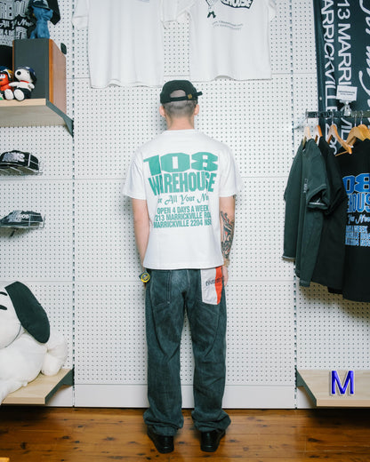 108WAREHOUSE - Shop T-Shirt (Green on White)