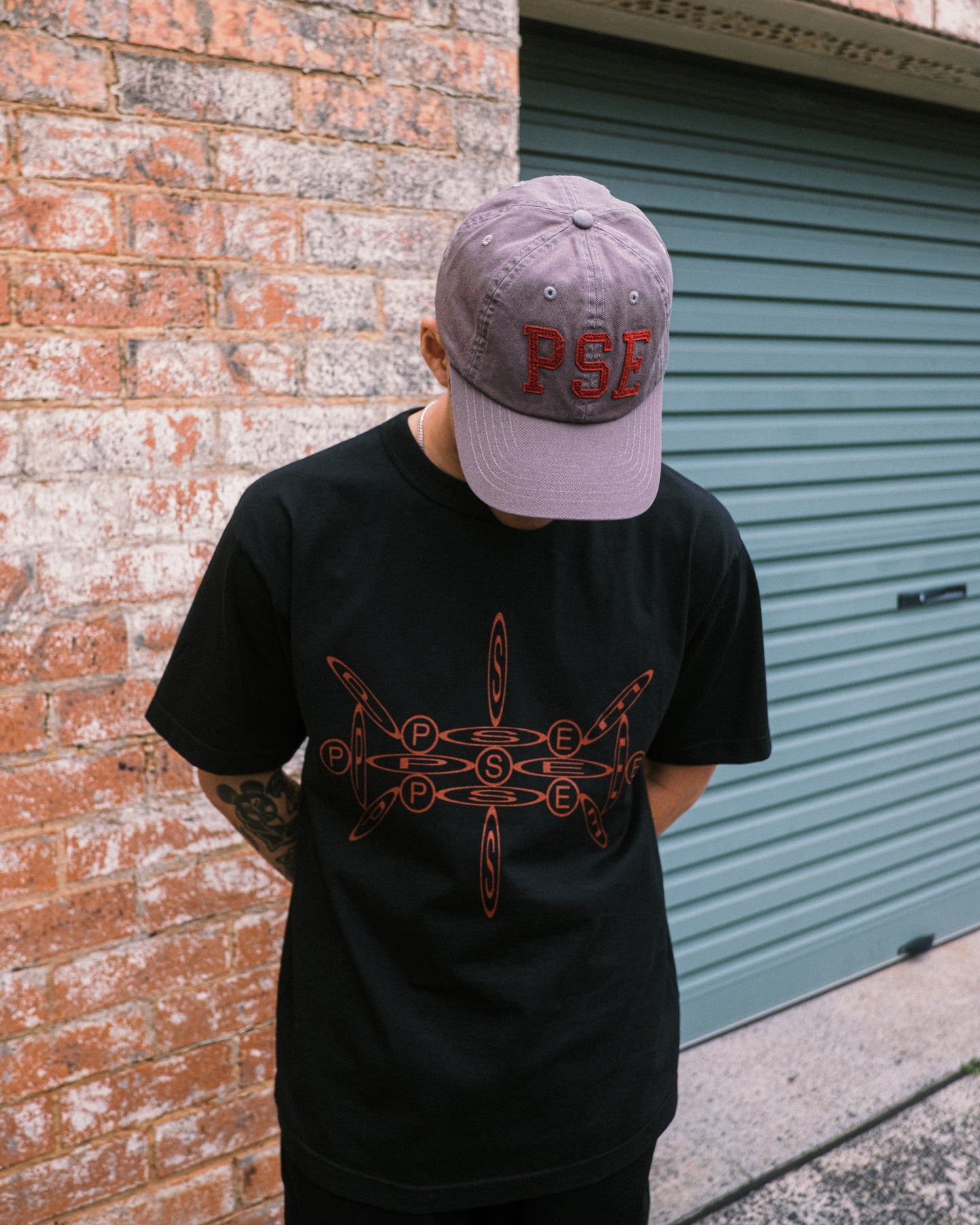 Pseushi - Vintage Lettering Cap - Grey/Maroon