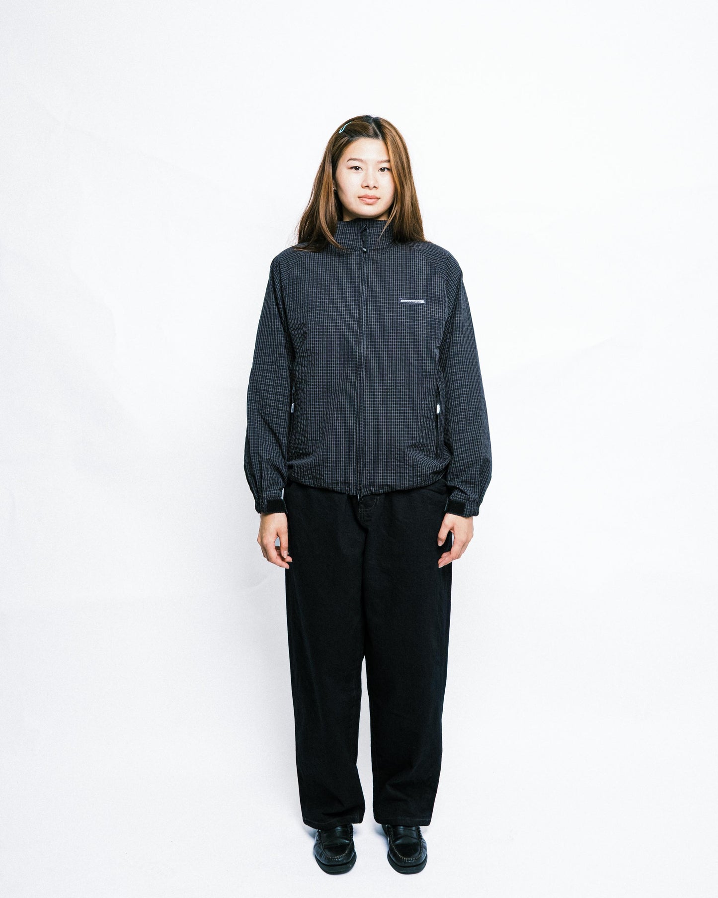 108WAREHOUSE - Zip Plaid Jacket - Black/Blue Checkered