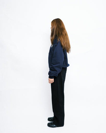 108WAREHOUSE - Cropped Zip Shop Logo Hoodie - Navy