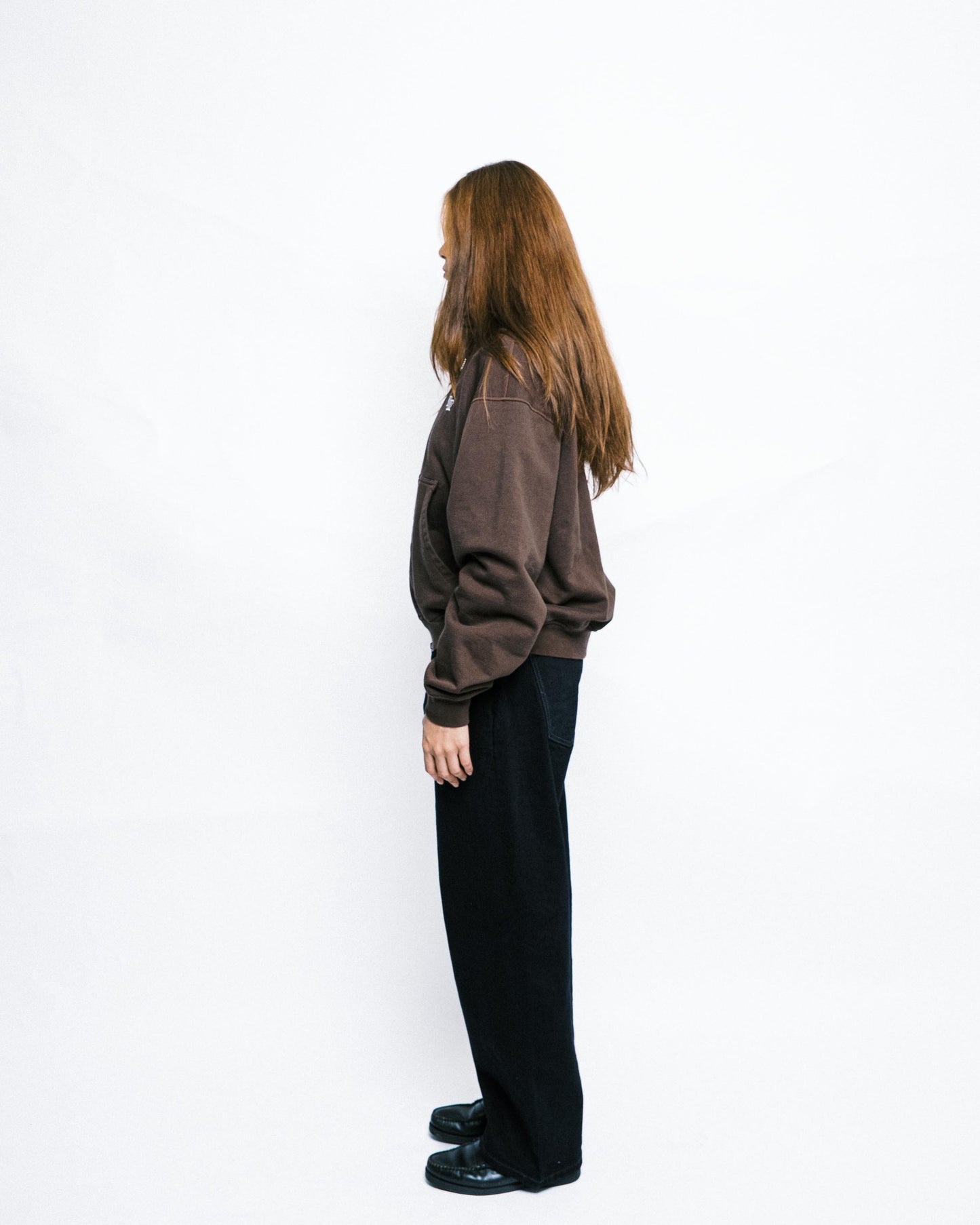 108WAREHOUSE - Cropped Zip Team Logo Hoodie - Brown