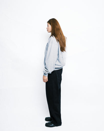 108WAREHOUSE - Cropped Zip Shop Logo Hoodie - Grey