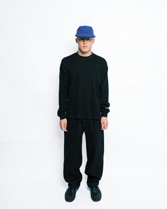 108WAREHOUSE - Waffle Knit Long Sleeve - Black