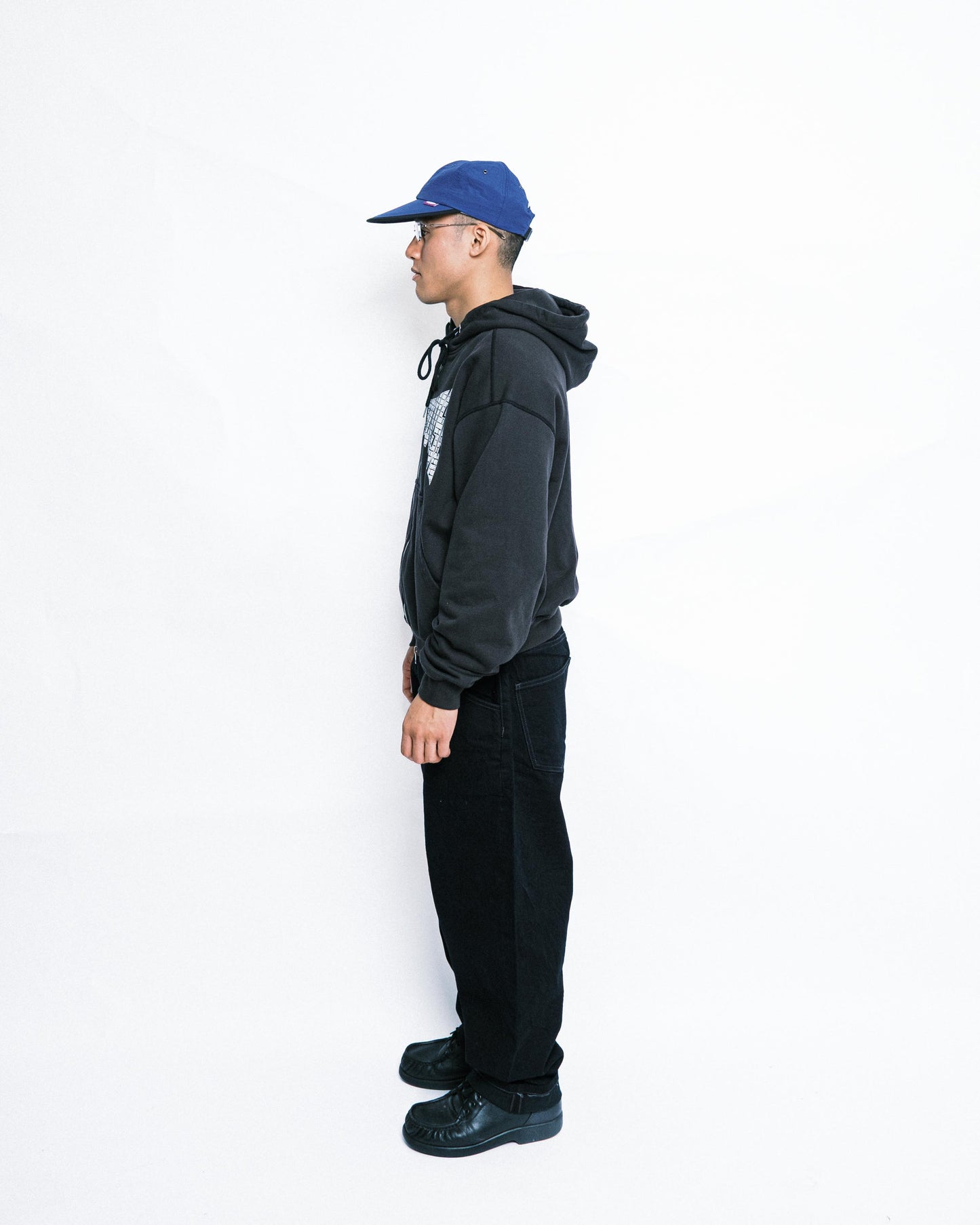 108WAREHOUSE - Cropped Zip Brick Logo Hoodie - Washed Black