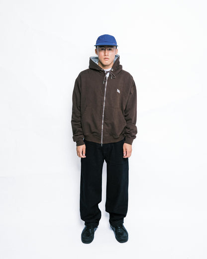 108WAREHOUSE - Cropped Zip Team Logo Hoodie - Brown