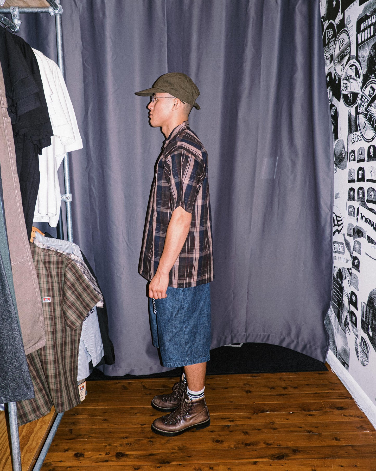 Ben Davis - Short Sleeve Half Zip Plaid (Brown)