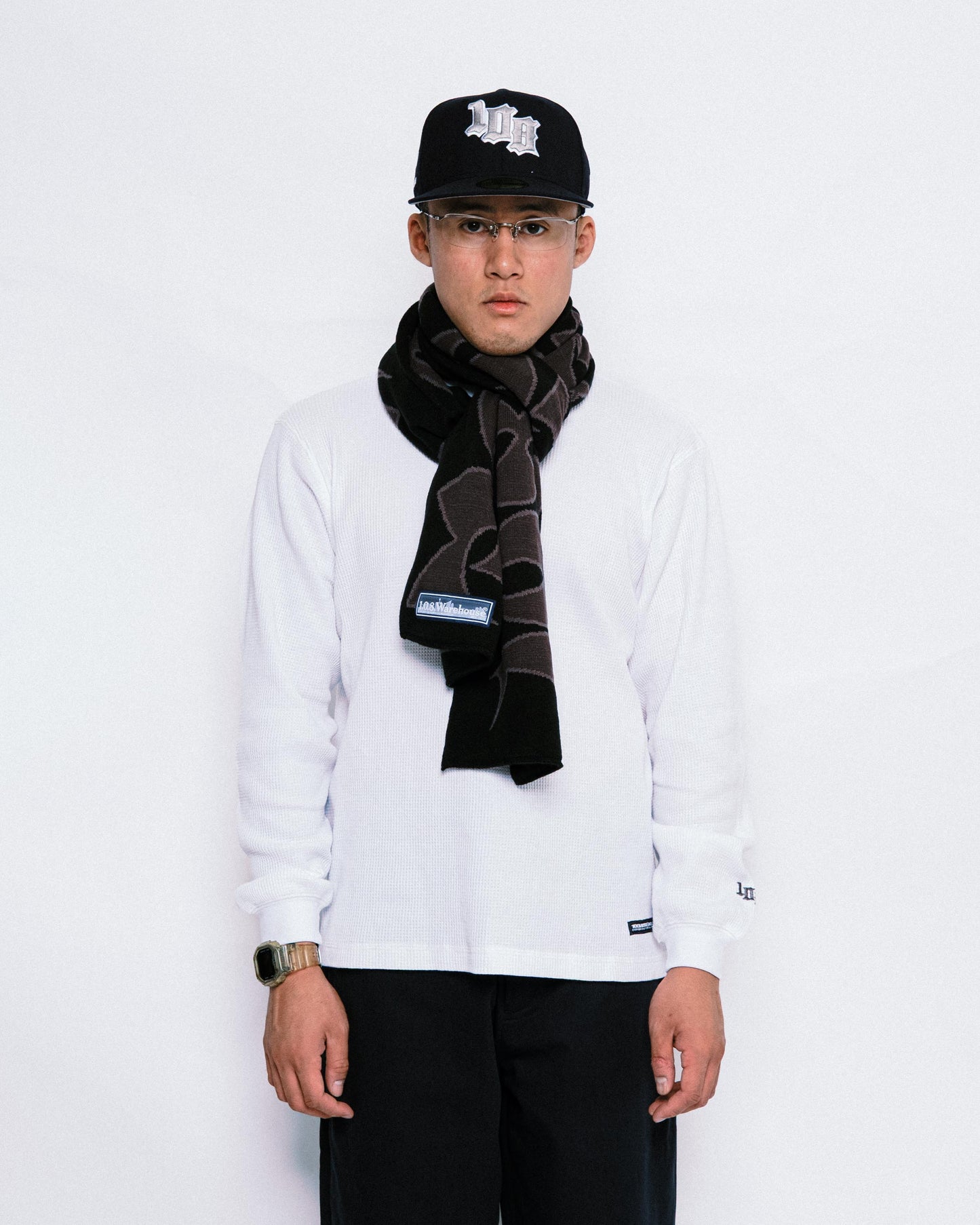108WAREHOUSE - Scarf “CG Logo” - Black/Grey