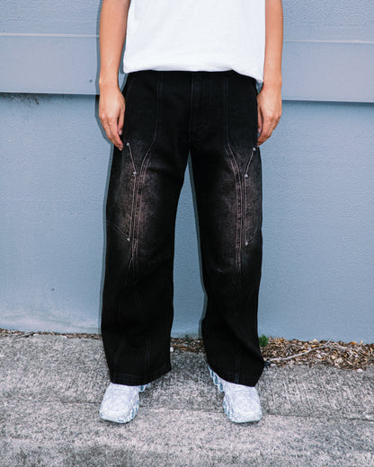 Melsign - Canvas Wide Leg Jeans - Black