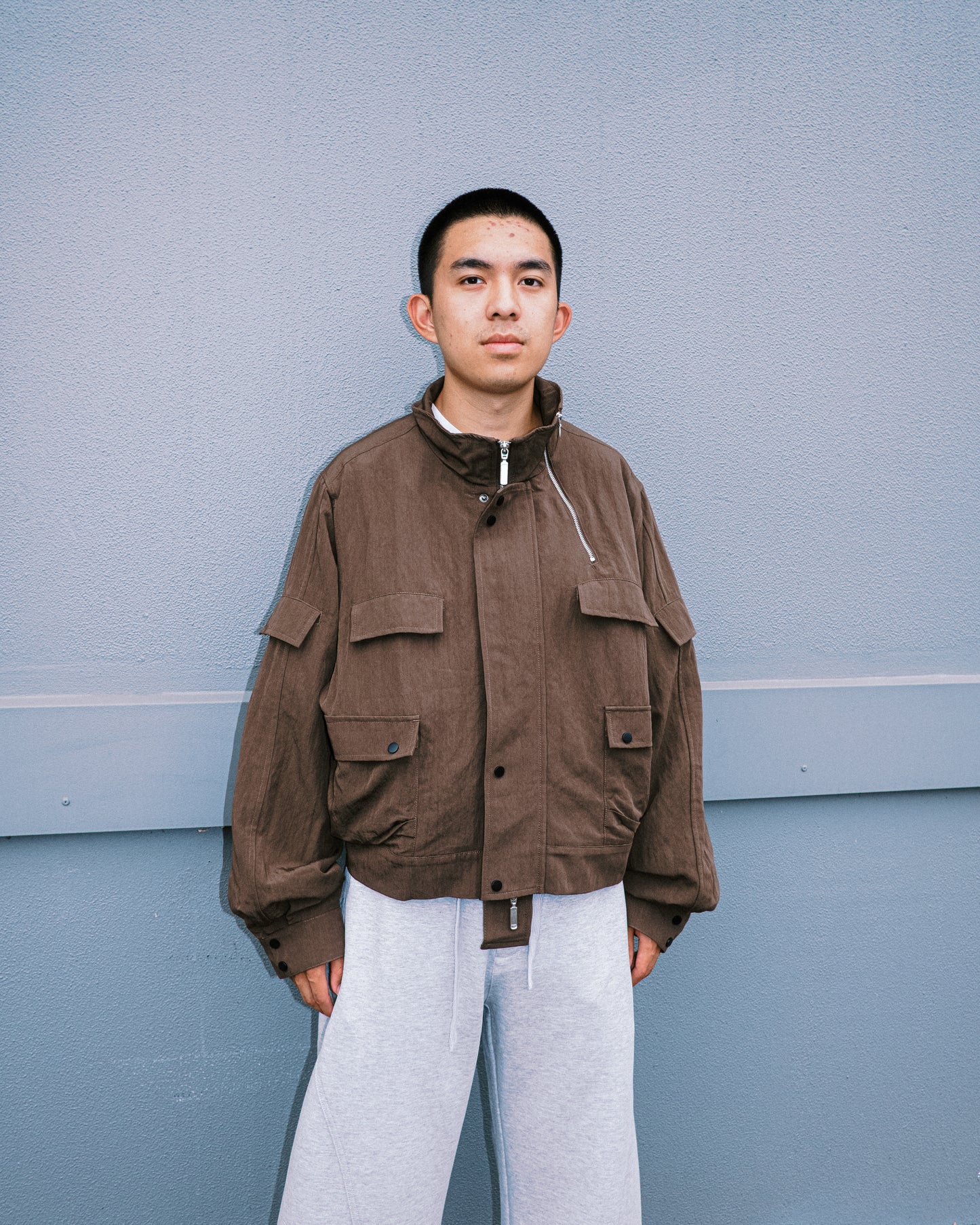 Melsign - Zip-up Pocket Short Jacket - Brown