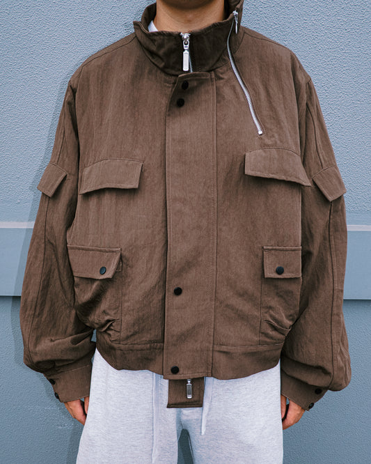 Melsign - Zip-up Pocket Short Jacket - Brown
