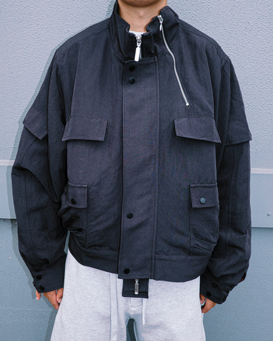 Melsign - Zip-up Pocket Short Jacket - Navy