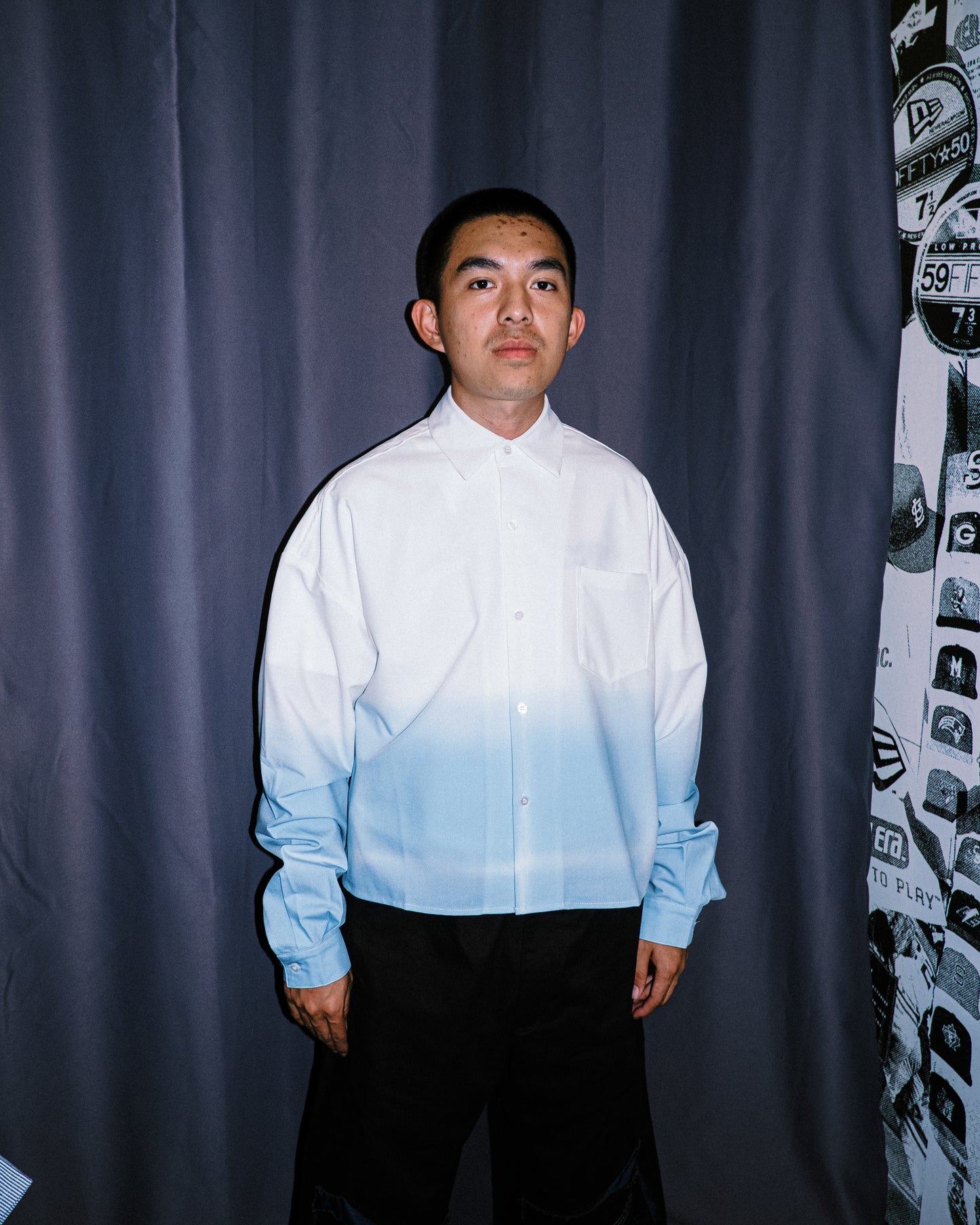 Melsign - Gradient Effect Shirt White Sky  - White/Blue