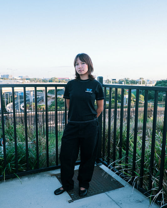 108WAREHOUSE - Contrast Stitch T-Shirt - Overdyed Black