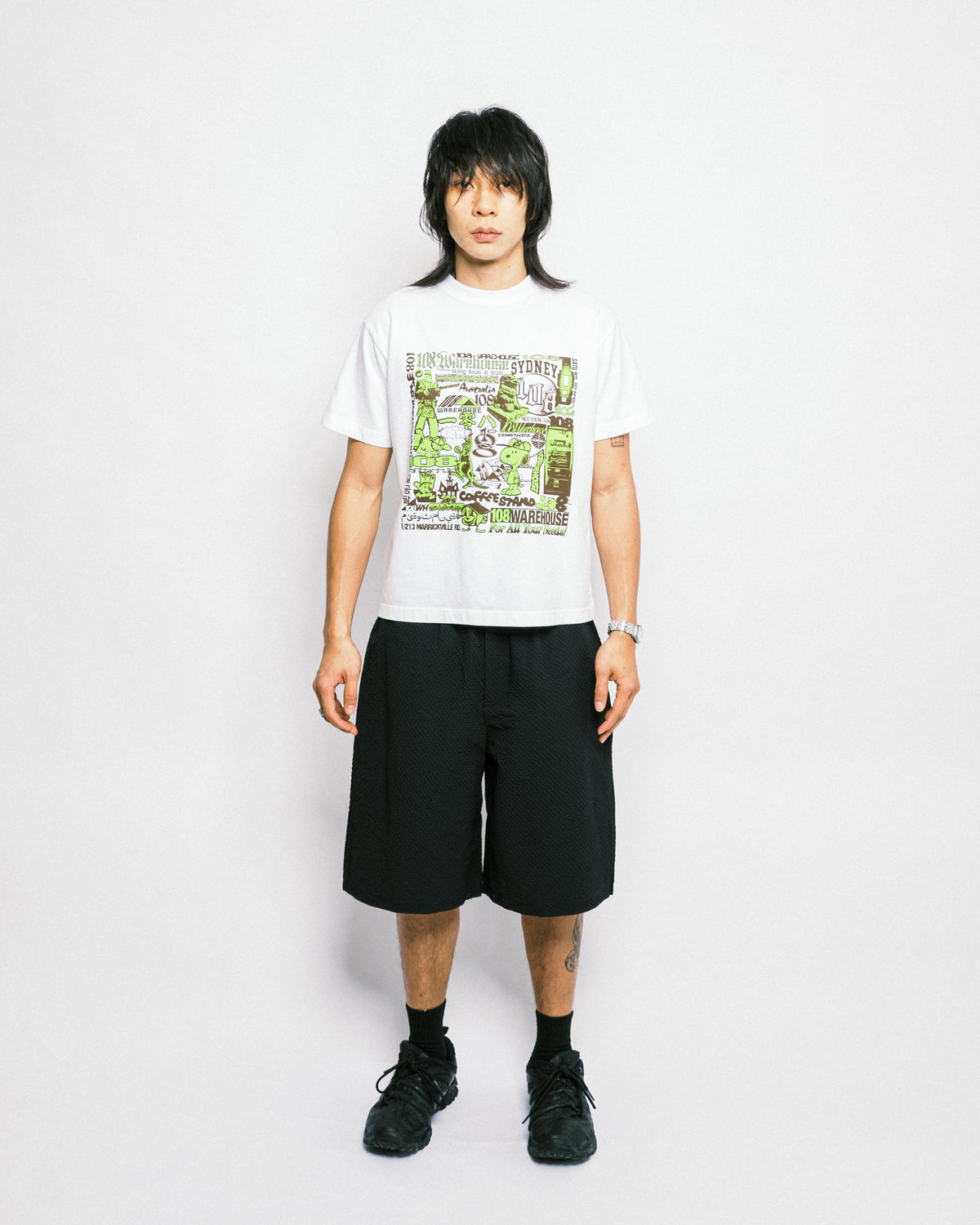 108WAREHOUSE - Seersucker Utility Shorts - Black